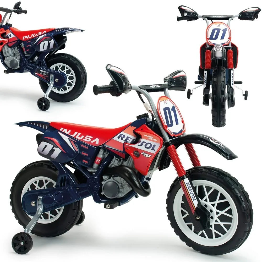 INJUSA „Repsol Moto Cross“ – 6V elektrinis motociklas vaikams, 3–6 m.